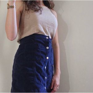 Navy Blue Velvet Skirt